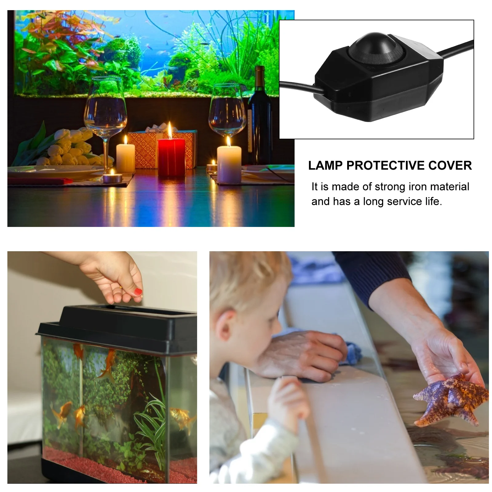 

Reptile Lamp Shade E27 Base Iron Anti-Scald Protector Simple Use Aquarium Hanging Pet Reptile Heating Bulb Cover