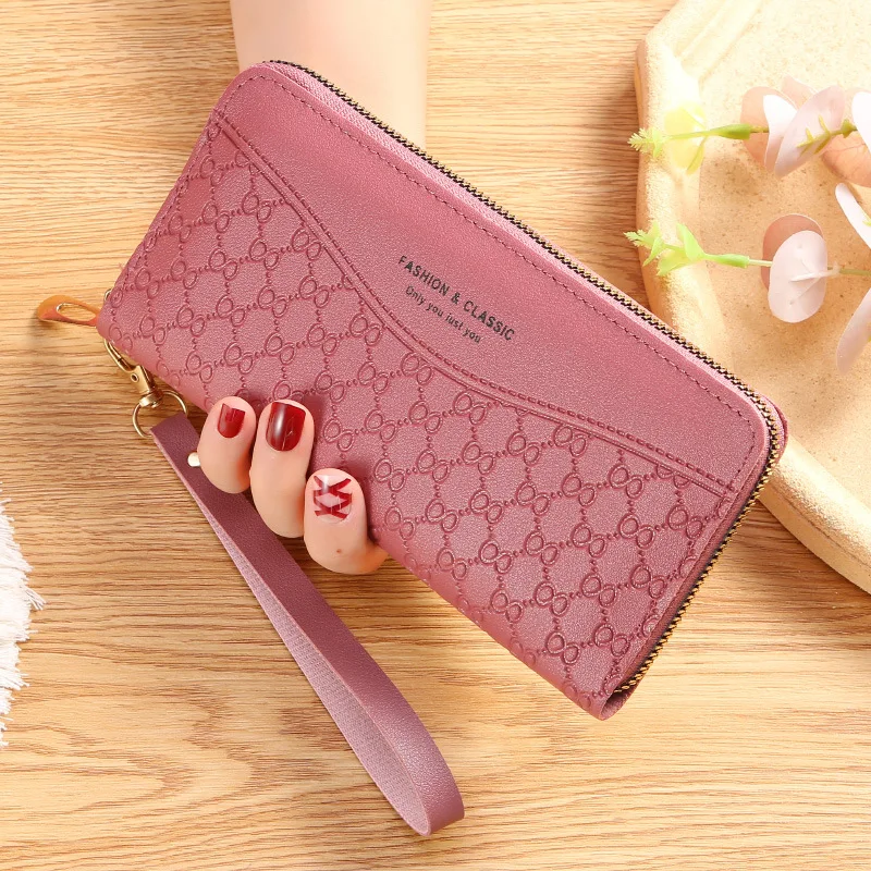 

2022 Women's Wallet Long Large Capacity Zipper Coin Purse Card Holder Female Pu Leather Wallets Cellphone Wallet Money Bag