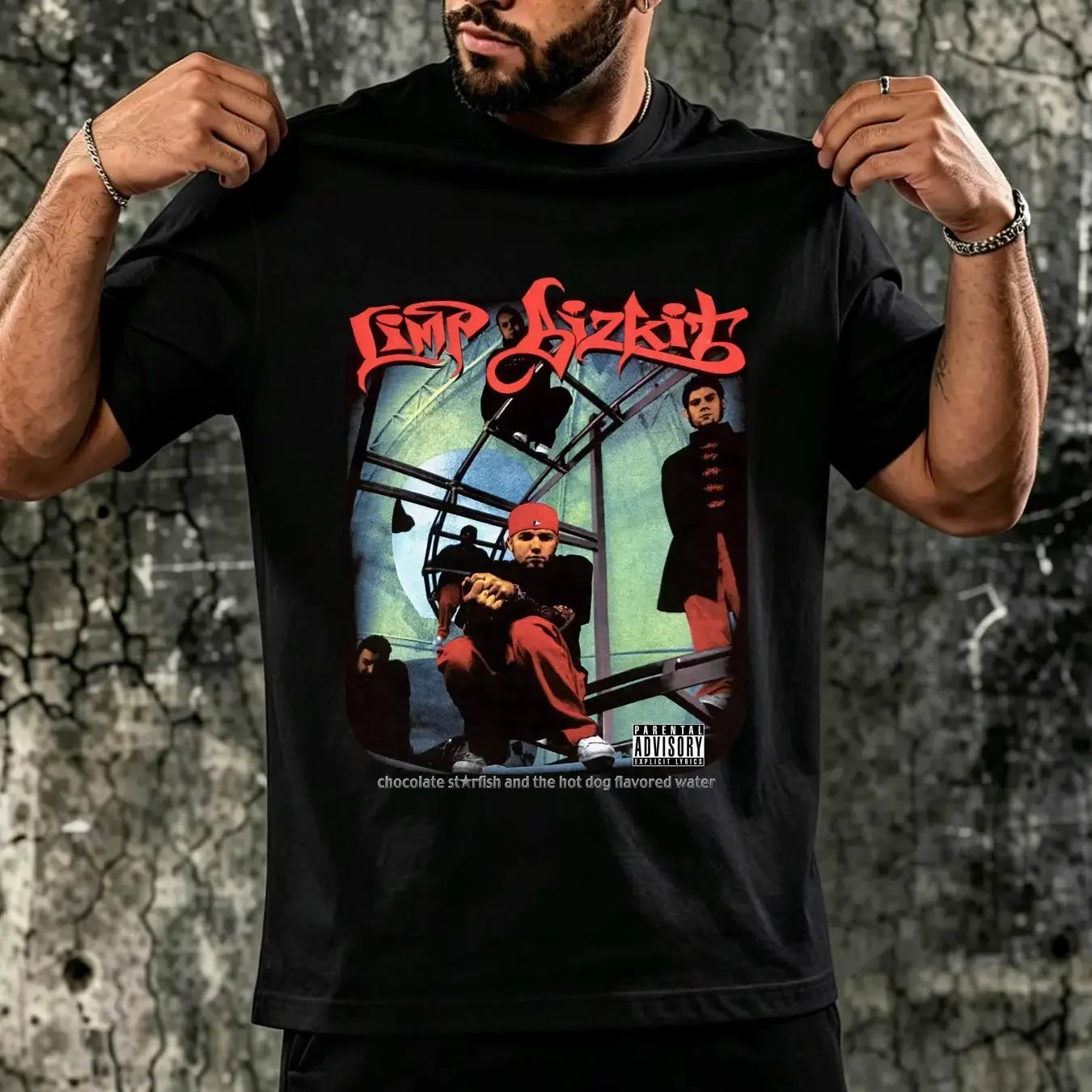 washed T Shirt Vintage Bootleg Limp BizkiT Men's Fashion unisex 100 cotton TT7943 vintage Washed Casual Breathable homme