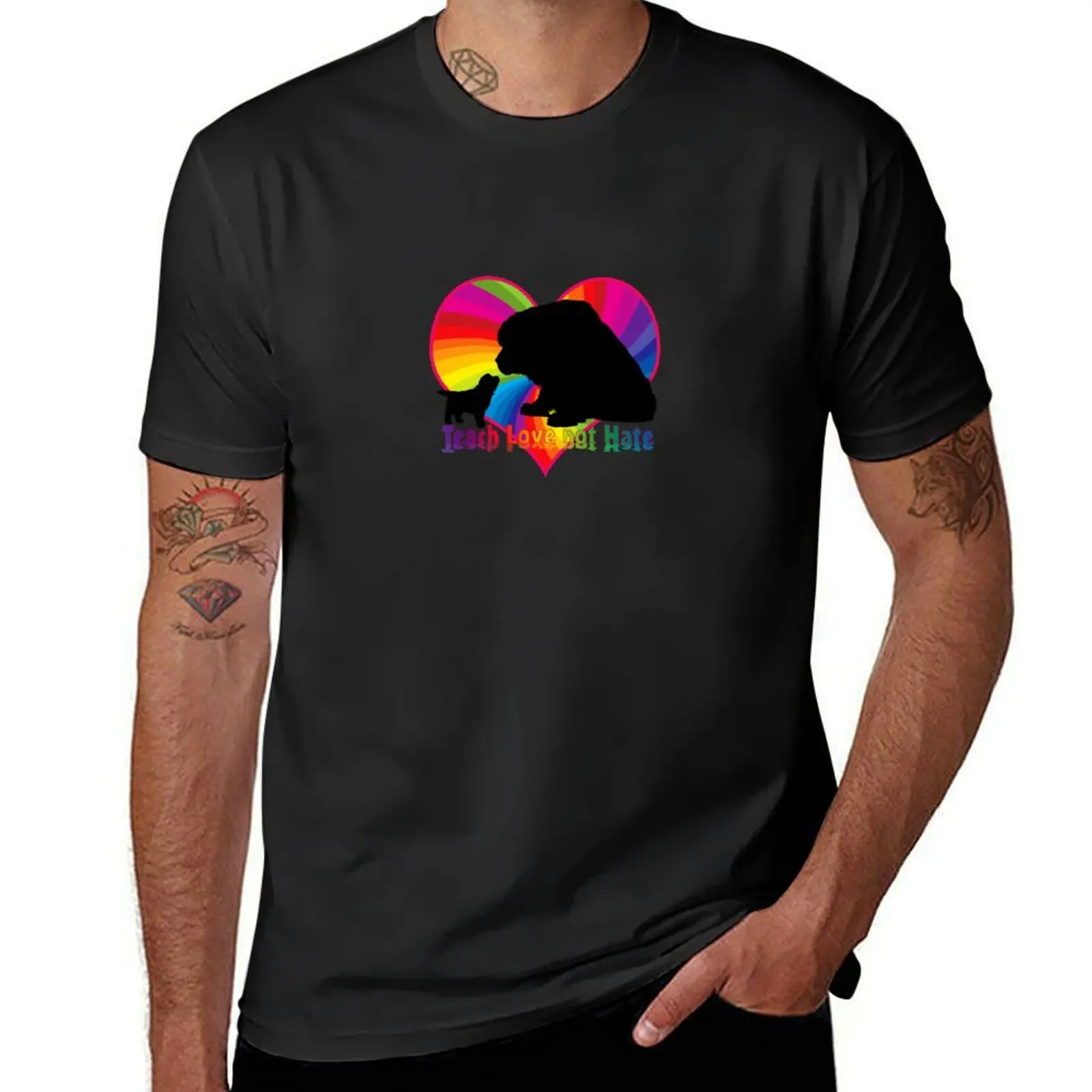 Teach Love not Hate T-Shirt new edition summer clothes fruit of the loom mens t shirts