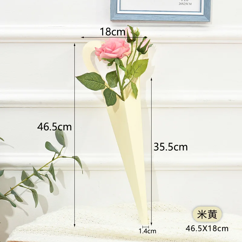 Papieren bloem inpakdoos, Waterdichte verpakking zak met linten, enkele bloem mouw, Love Heart bloemen boeket tassen, 10 stuks pakket