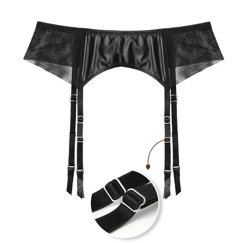 PU Leather Garter Belt Lingerie Female One-piece Garter Underwear Adjustable Double Breasted Waist Belt For Stockings