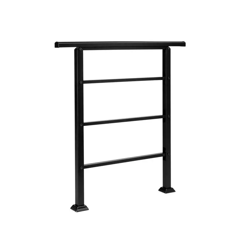 

Outdoor Wrought Iron Handrail for Steps, Fits 1 or 3 Steps, with Installation Kit, Black Finish