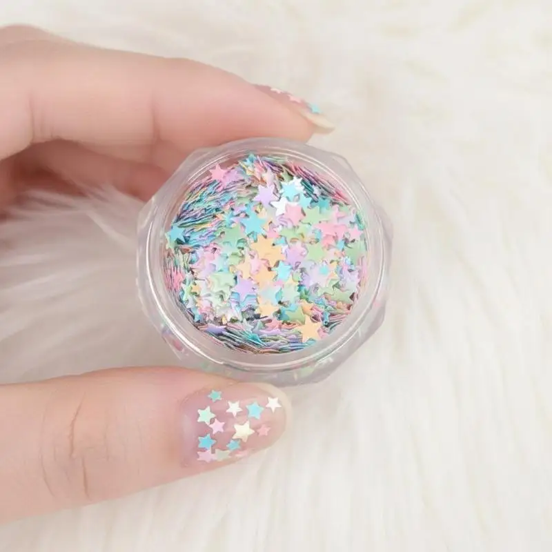 Makronen-Nagelkunst-Glitzer-Pailletten, Niedliche Stern- und Herzformen, Nageldekoration für Heim-DIY und Nagelstudio – Detail 1