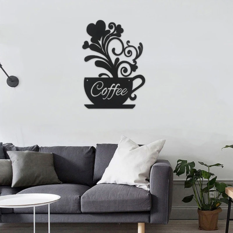 Forniture per artigianato con ornamento per decorazioni in ferro battuto con cartello per tazza da caffè in metallo