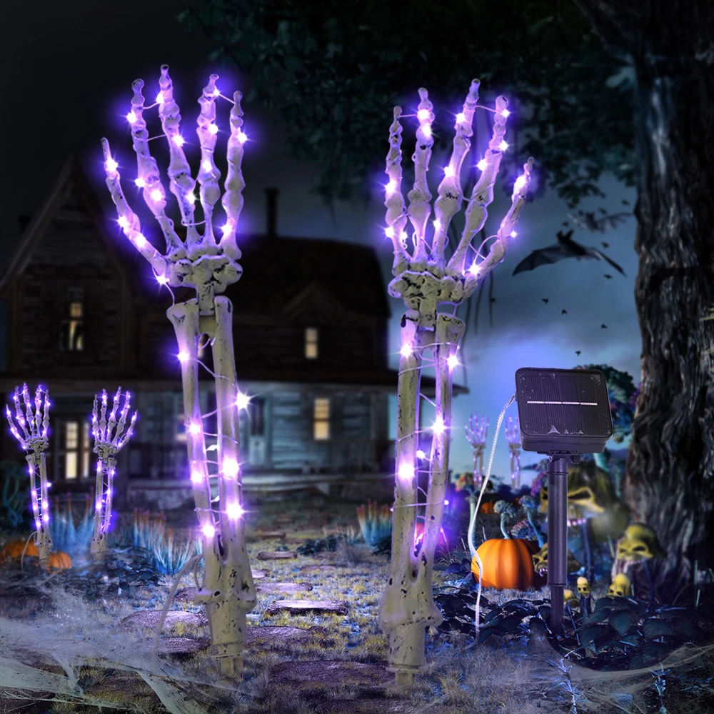 Paire de modules de simulation de prise de terre solaire, lumières décoratives à la main, lumière d'Halloween, décorations extérieures, 62