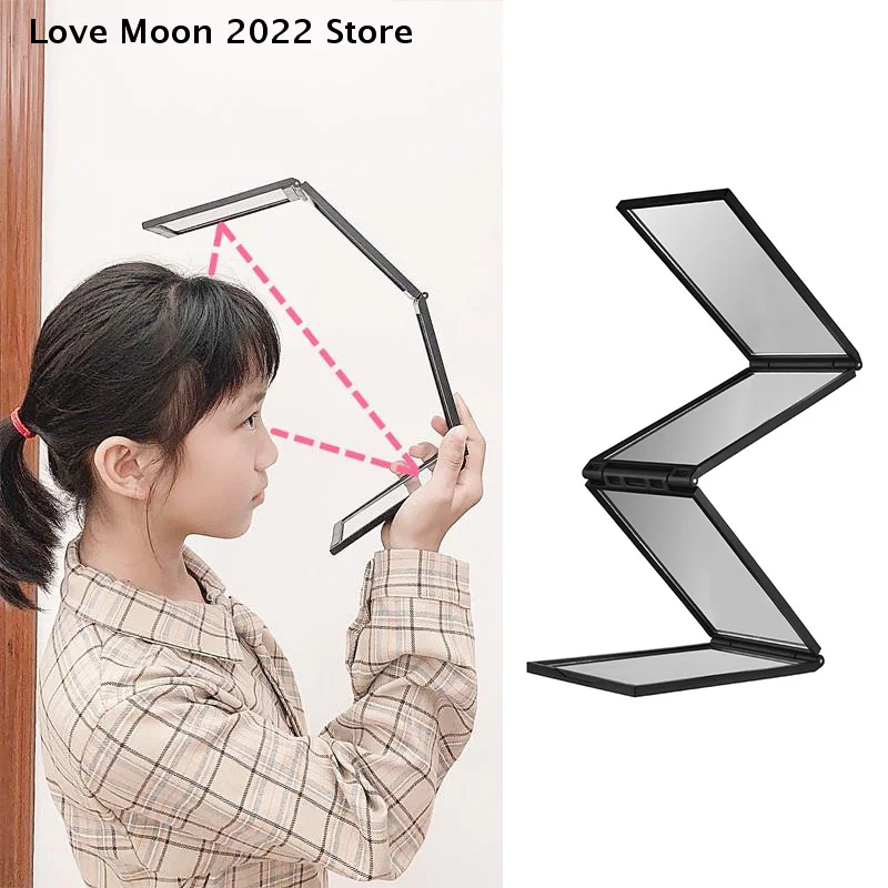 4 طريقة مرآة ثلاثية الطي 360 درجة يده سطح المكتب المحمولة مرآة ماكياج قابلة للطي لقطع الشعر الذاتي مرآة لوضع مساحيق التجميل أداة الجمال