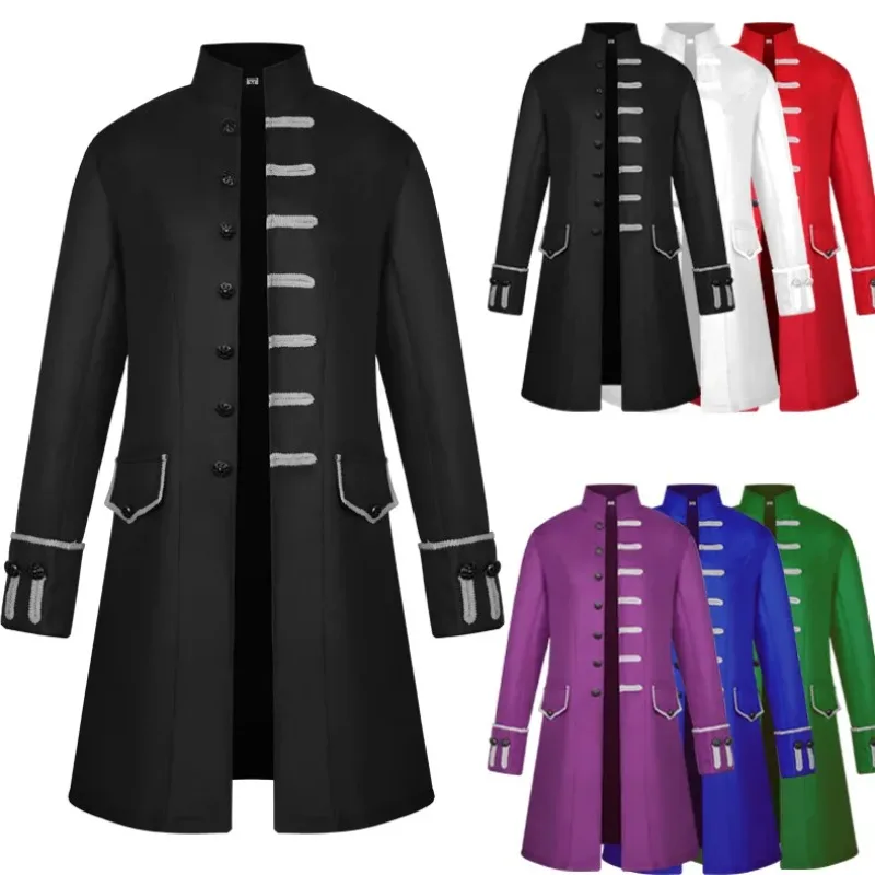 Men\'s Jacket Vintage Uniform Victorian Frock Coat Gothic Steampunk Long Tailcoat