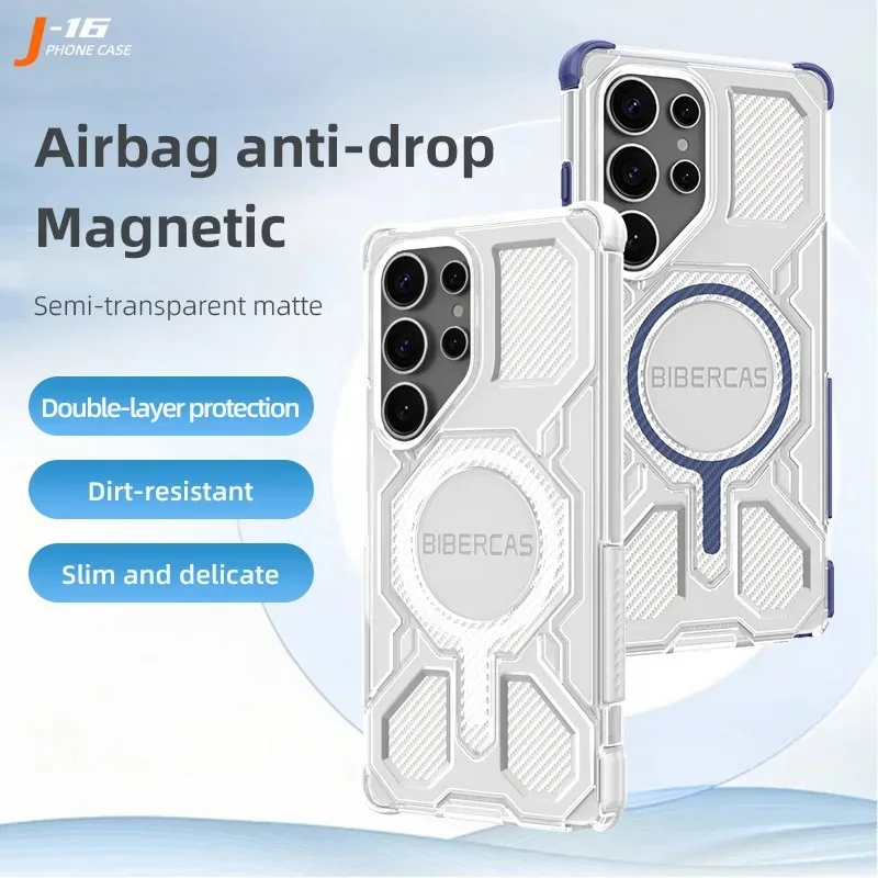 2IN1 Translucent Magnetic Armor OTT-BOX Shell for Samsung Galaxy S26 Ultra S25 Edge Plus Military Grade Shockproof Protect Cover