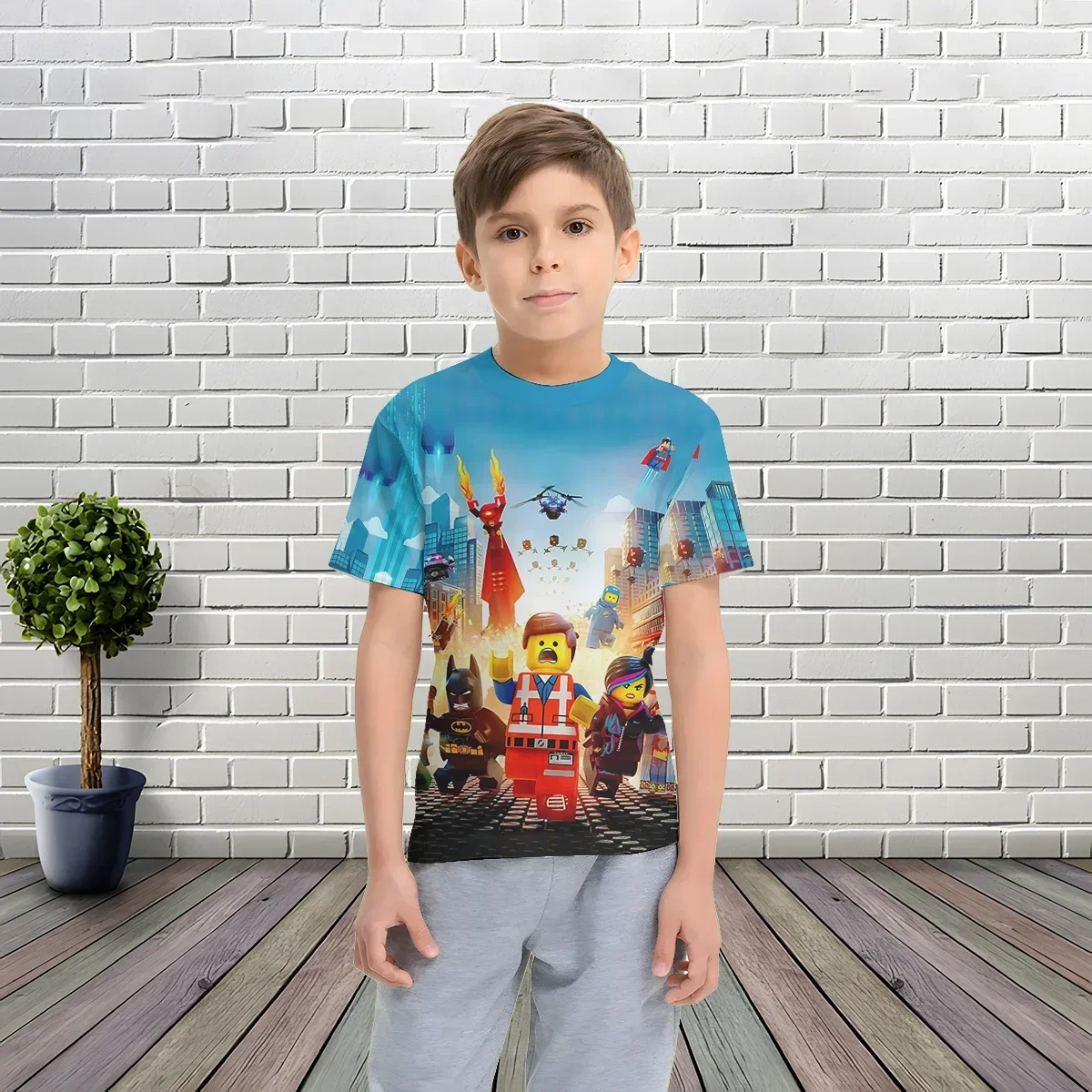 

3D Printed T-shirts for-Toy-L-L-LEGOS-Boys and Girls Summer Cartoon Anime T-shirts Casual Short-sleeved Children's Tops