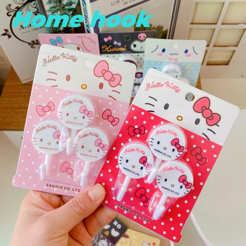 

sanrio kuromi cute cartoon hook cinnamoroll hello kitty home kitchen without punching powerful bedroom door rear stick hook