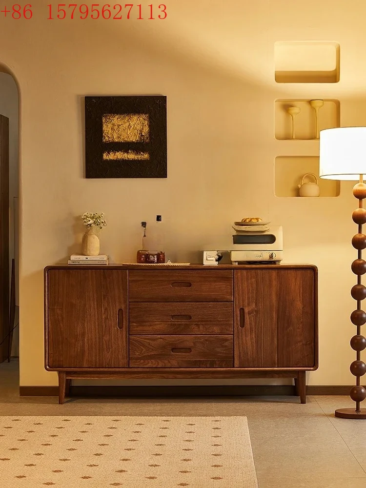 

Solid wood dining side cabinet North American black walnut tea cabinet Nordic restaurant storage side cabinet9344