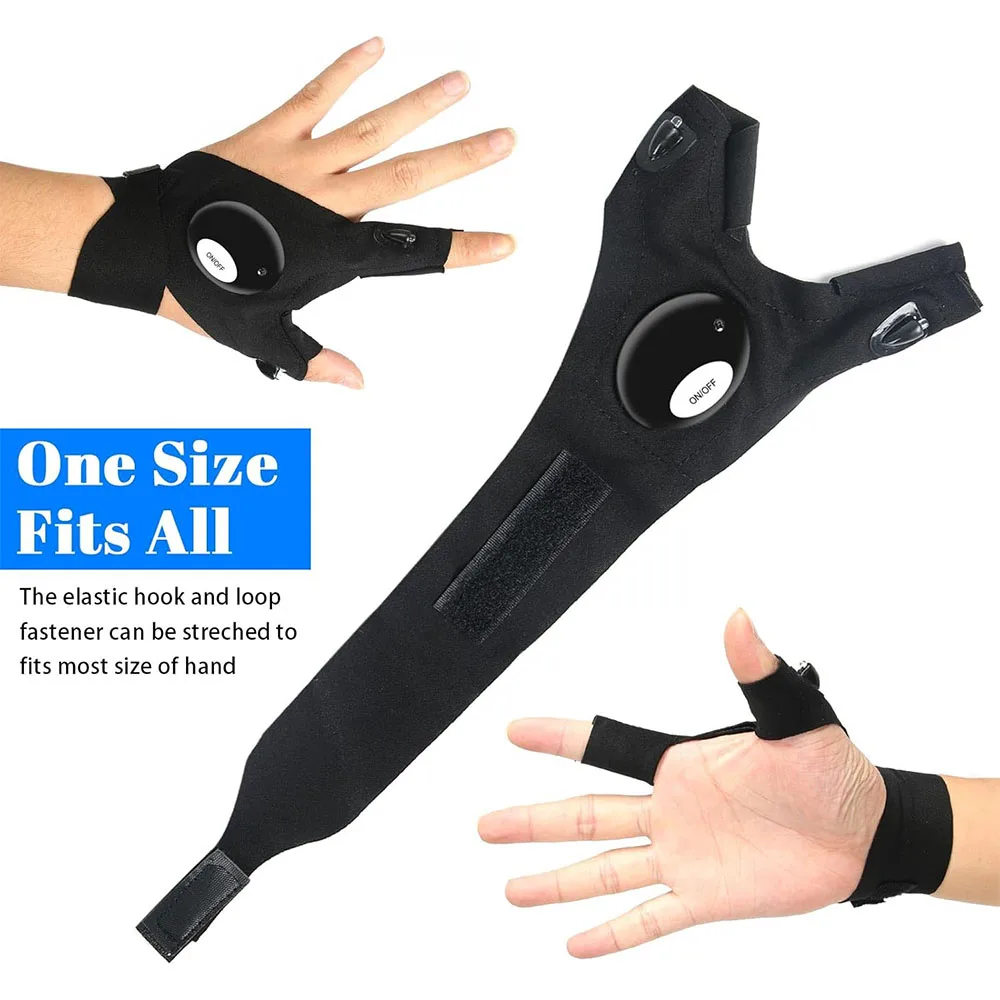 LED Flashlight Gloves, Stocking Stuffers Gifts for Men, Adults Dad Birthday Cool Gadget Finger Lights for Fishing Camping
