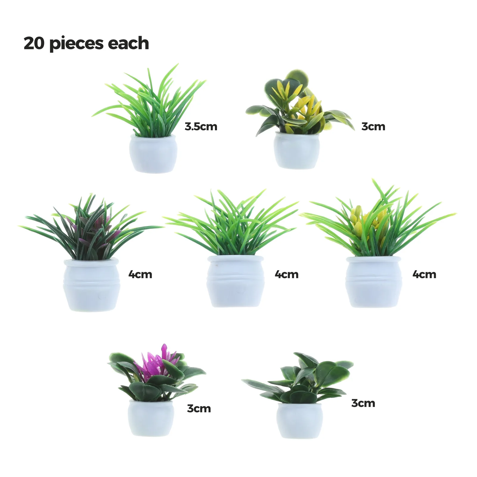 7pcs Mini Potted Plants 3-4cm Flower Pots Models Vivid Green Shrub Decor DIY Fairy Garden Dollhouse Orchid Colorful Resin Grass