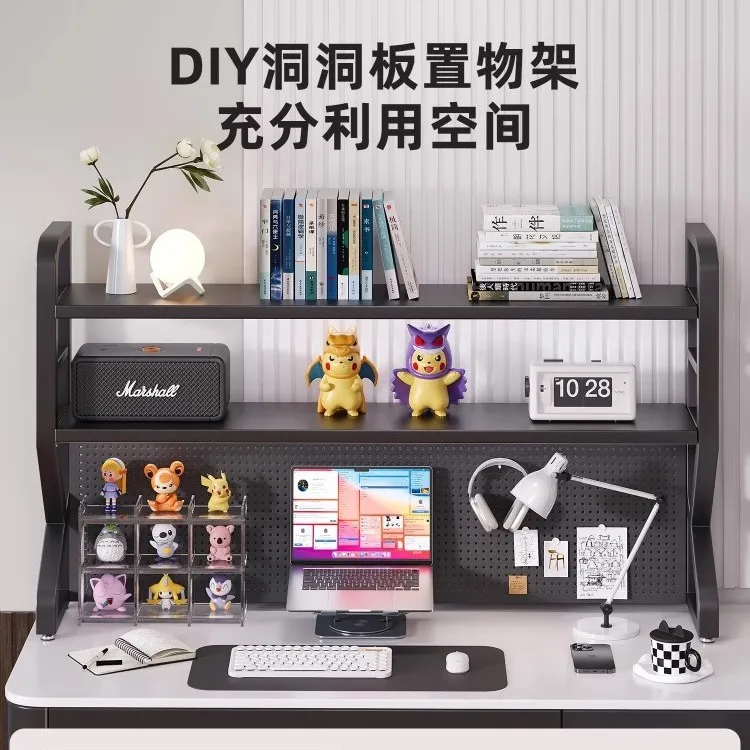 رف كتب متعدد الطبقات لسطح المكتب وحامل تخزين مكتب الكمبيوتر للطلاب ولوحة ثقب حديدية #3