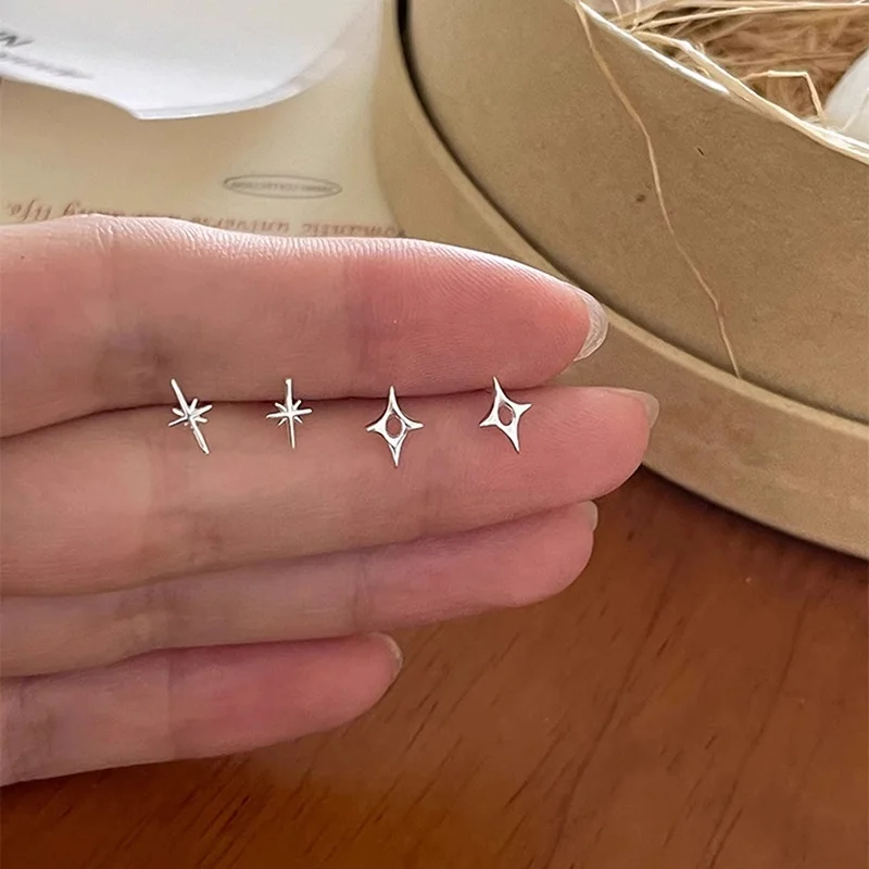 Punk Small Cross Hollow Stud Earrings For Women Ear Piercing Star Earrings Men Pierced Unusual Party Earrings Jewelry Gifts