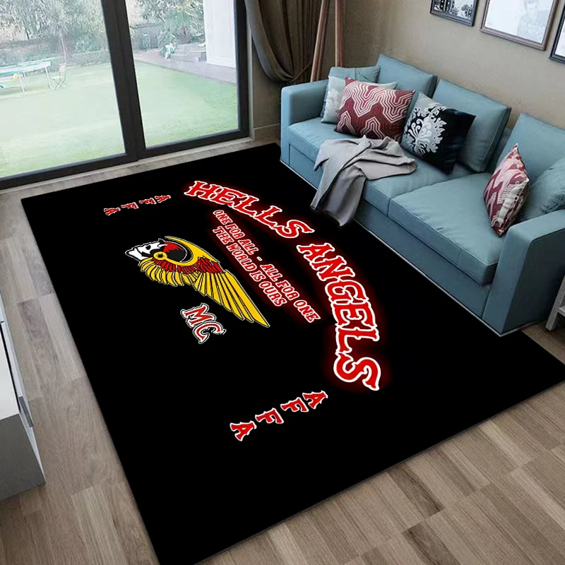 Hells Angels Band Logo Printed Carpet Fashion Yoga Mat Non -slip Carpet Photography Prop Bedroom Decor Kawaii Rugs Birthday Gift