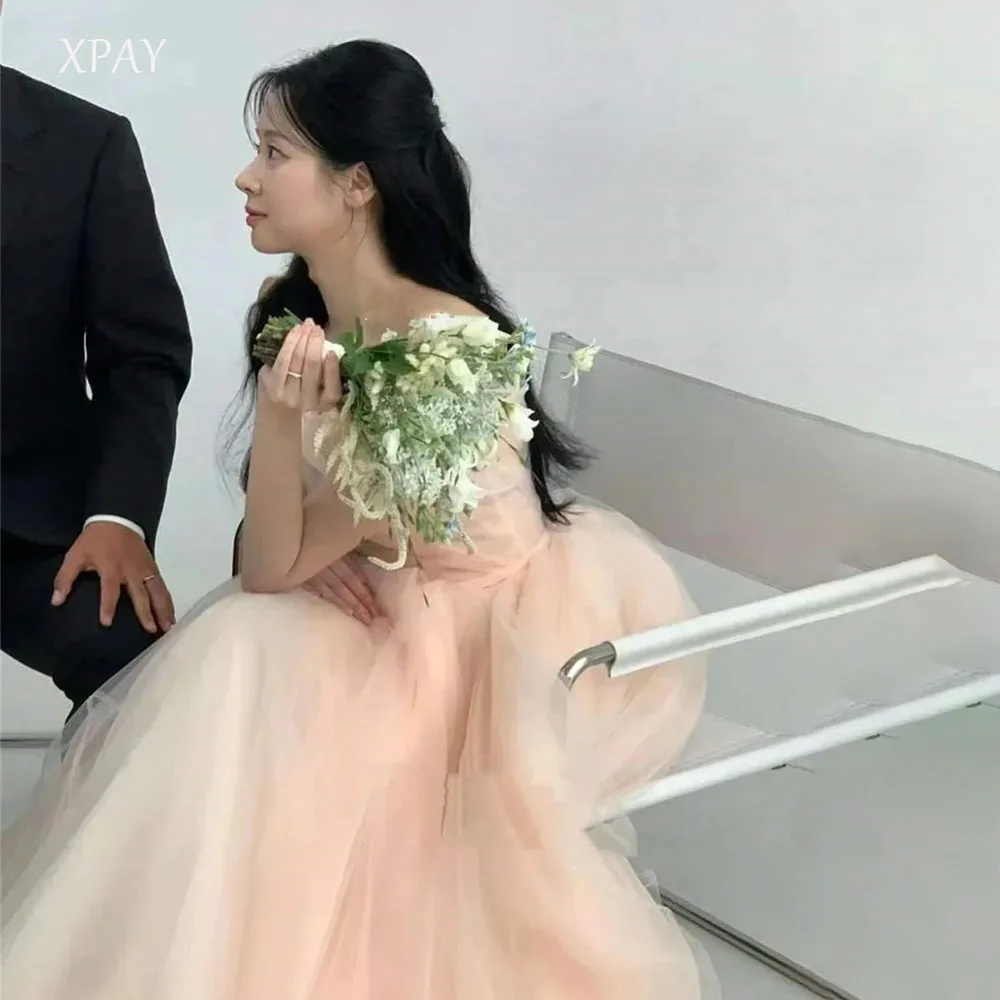 

XPAY Elegant Off Shoulder Wedding Dress Korean Customized A-line Organza Birthday Dress Reception Dress Bridal Gown 웨딩드레스