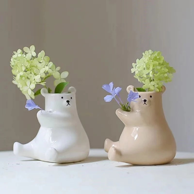 Orso Vasi da fiori in silicone Stampo Candelieri in cemento Stampi portapenne Fioriera succulenta Stampo in argilla cemento