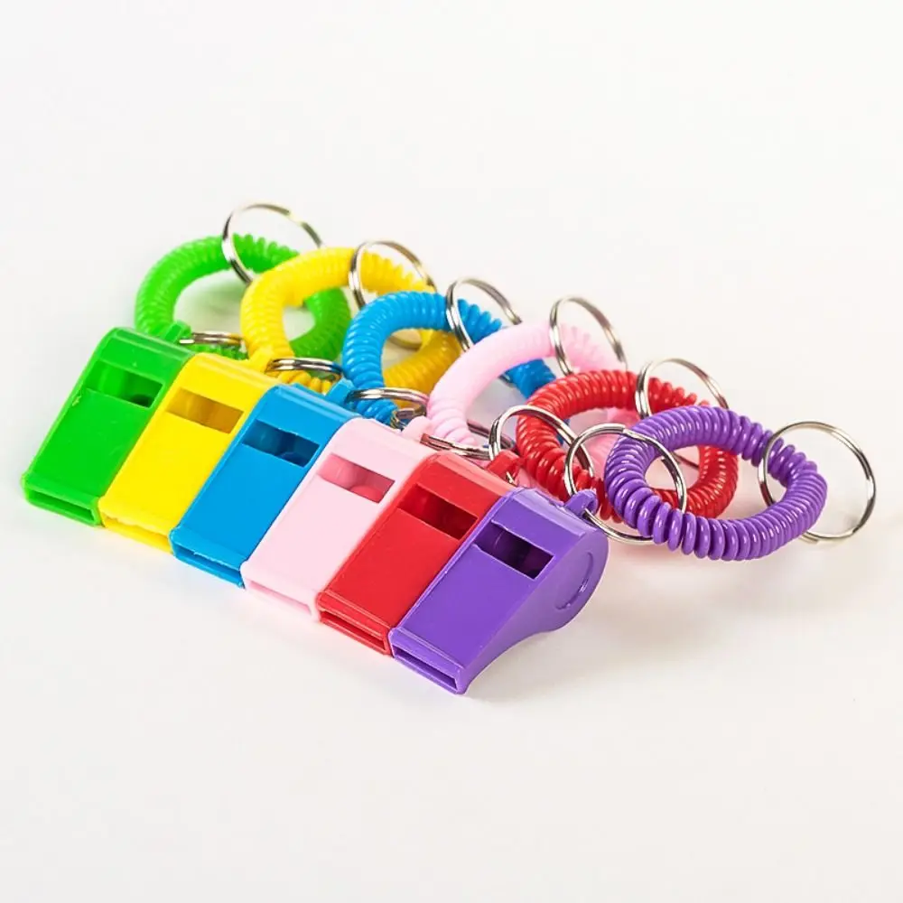 10Pcs Loud Crisp Sound Spring Wristband Whistle Plastic Colorful Sport Whistle Stretchable Emergency Referee Whistle