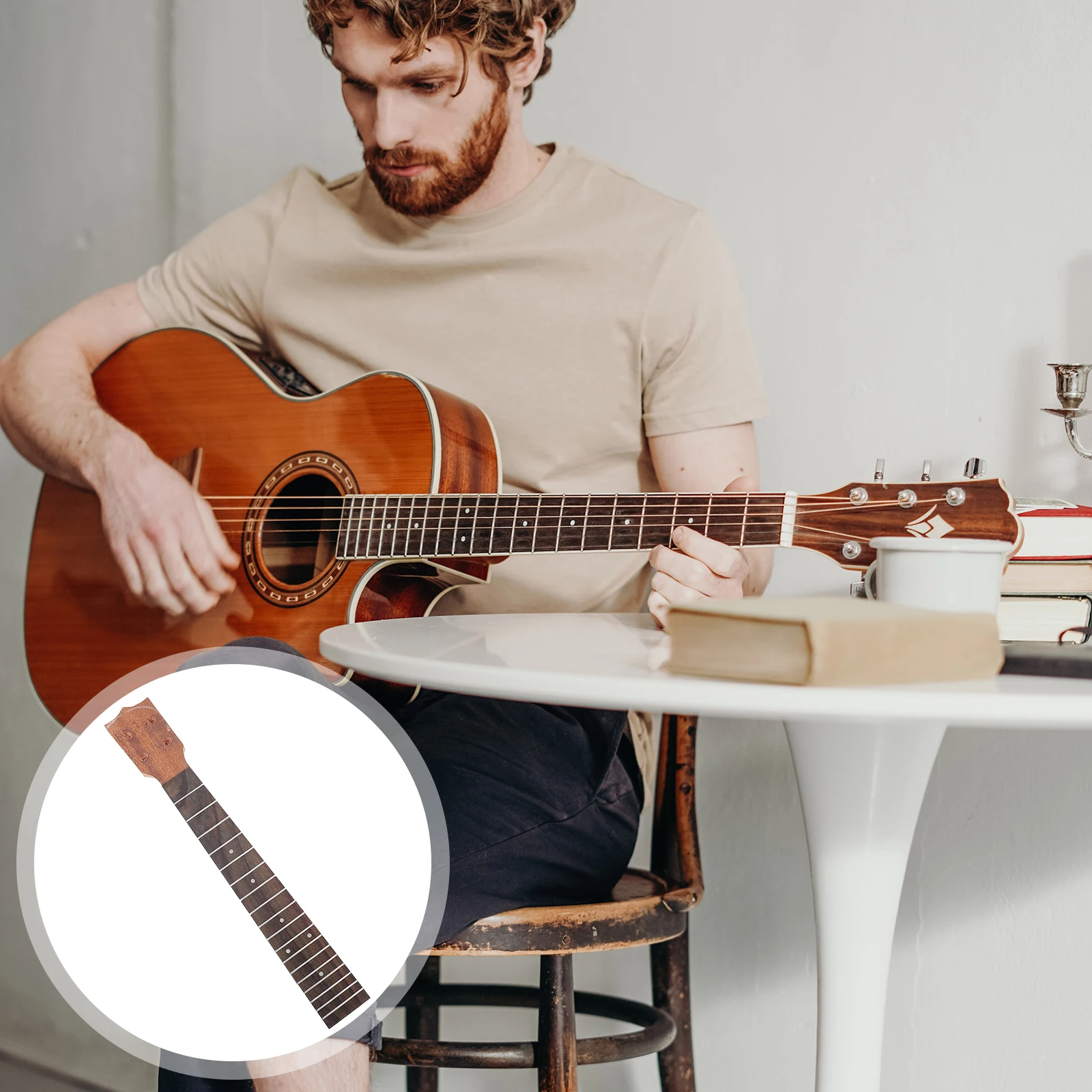 

Replacement Ukulele Neck Fingerboard Durable Okoume Fretboard Simple Accessories Creative Tool for Concert