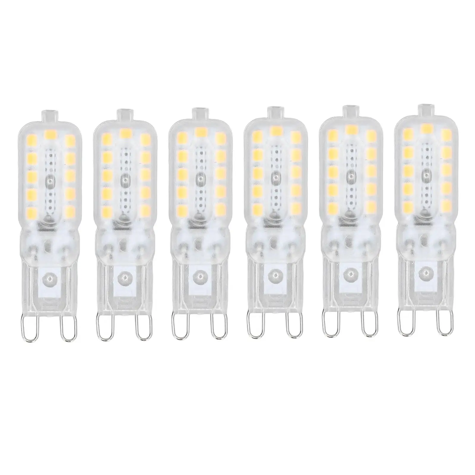 

6 Pack G9 LED Bulbs 5W Dimmable Warm White 22 LEDs Transparent Cover for ceiling , Wall, Table Light 110-140V