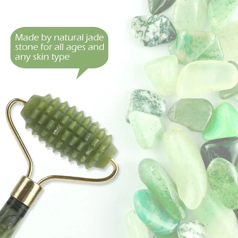 Natural Jade Facial Roller with Packing Bag Anti Wrinkle Jade Stone Facial Care Massage Roller Face Lifting and Slimming Tools