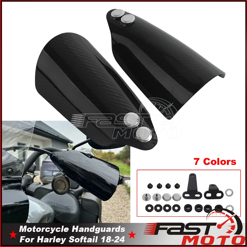 Carbon Fiber Motorcycle Handlebar Shield Guard Handle Handguard For Harley Softail Heritage Classic 114 FLHCS FLHC Standard FXST