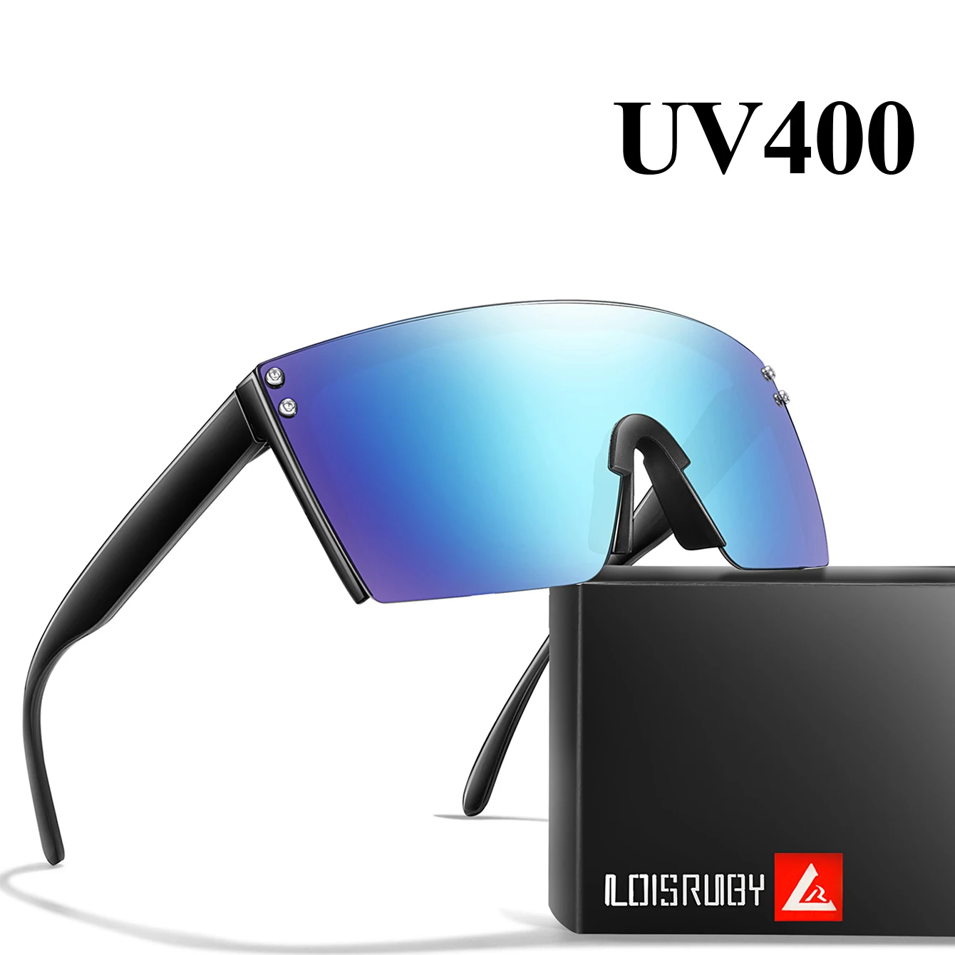 Große Rahmen-Radsportbrille für Männer und Frauen, Outdoor-MTB-Fahrradbrille, Quadratische Winddichte Schutzbrille, Modische Punk-Brille mit UV400-Schutz