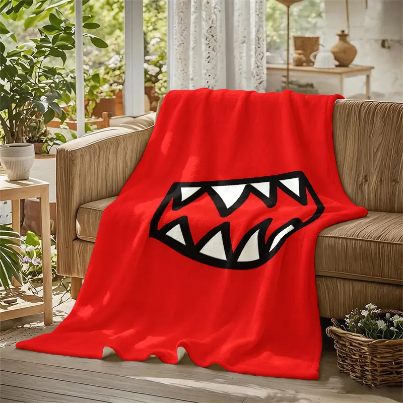 Cartoon Shark Mouth Flannel Blanket Warm Soft Halloween Christmas Decorative Couch Warm Cozy All-Season Gift