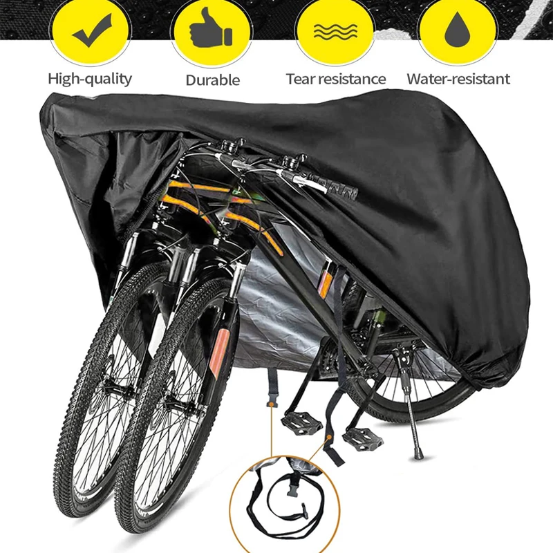 Bike Cover for 2 Bikes with Lock Hole 210D Oxford Outdoor Waterproof Bicycle Covers Rain Sun UV Dust Wind Proof Bikes Storage