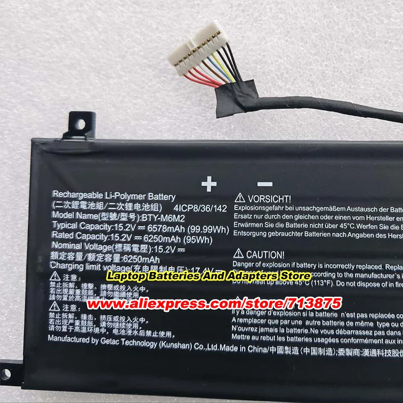 BTY-M6M2 Battery 15.2V 6578mAh 99.99Wh for MSI MS-15F2 MS-15F3 MS-15F4 Stealth 16 AI Studio A1VFG A1VGG A1VHG A1VIG A13VF A13VG