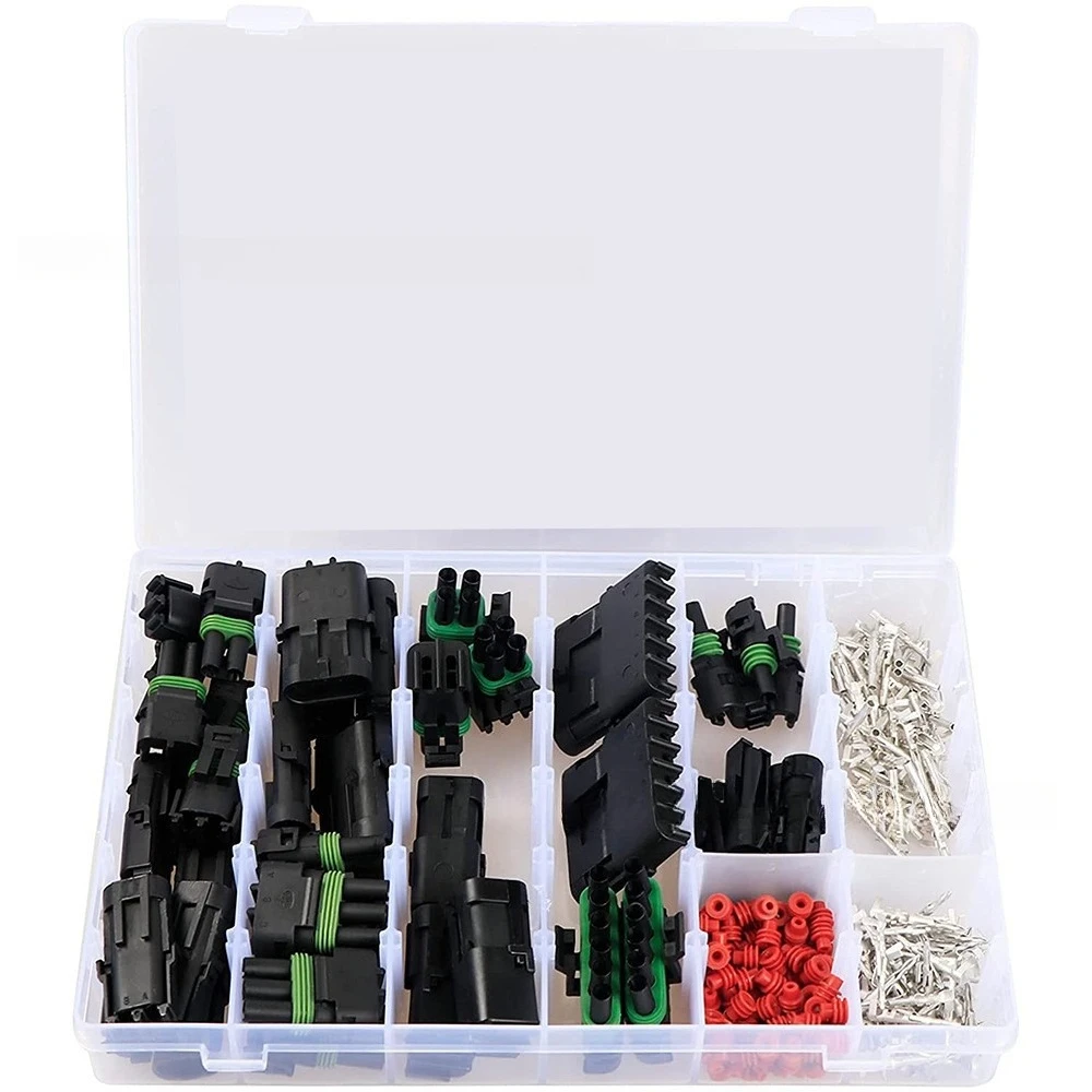 260PCS 1-6Pin Waterproof Automotive Connector Kit, Male Female Wire Harness Plug with Terminals for Car Motorcycle