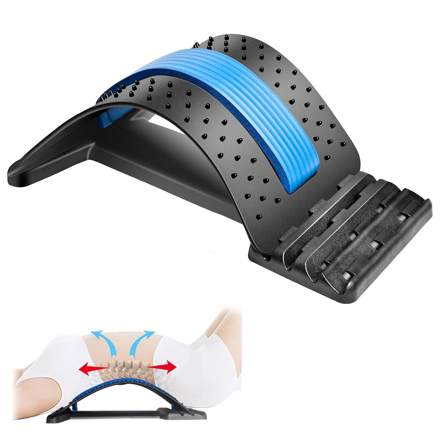 Adjustable Ultimate Comfort and Support Lumbar Pain Relief Back Stretcher for Effective Multi-Level Support: Ideal Device for He