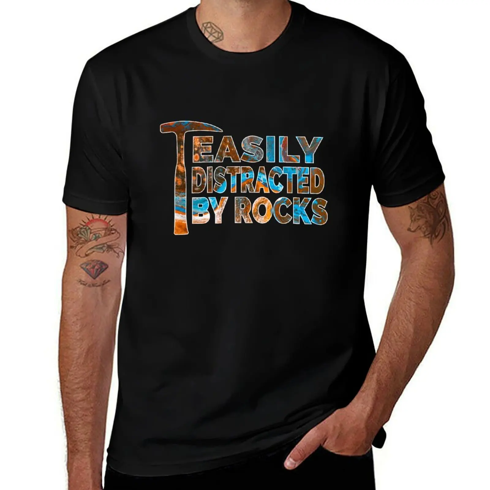 Футболка Rock Geology Easily Distracted By Rocks Rockhound из мягкого легкого хлопка