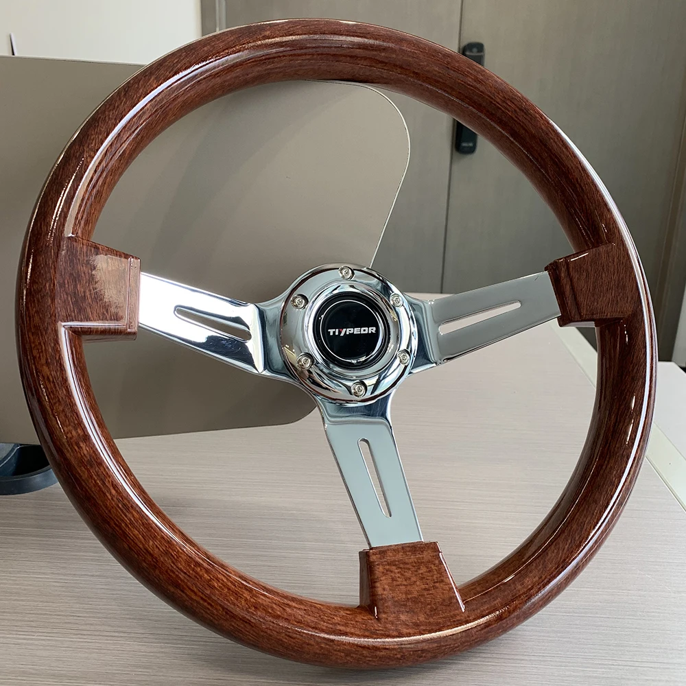 Auto Parts Racing Culture Car Racing Steering Wheel Wooden Look Steering Wheel Iron Frame