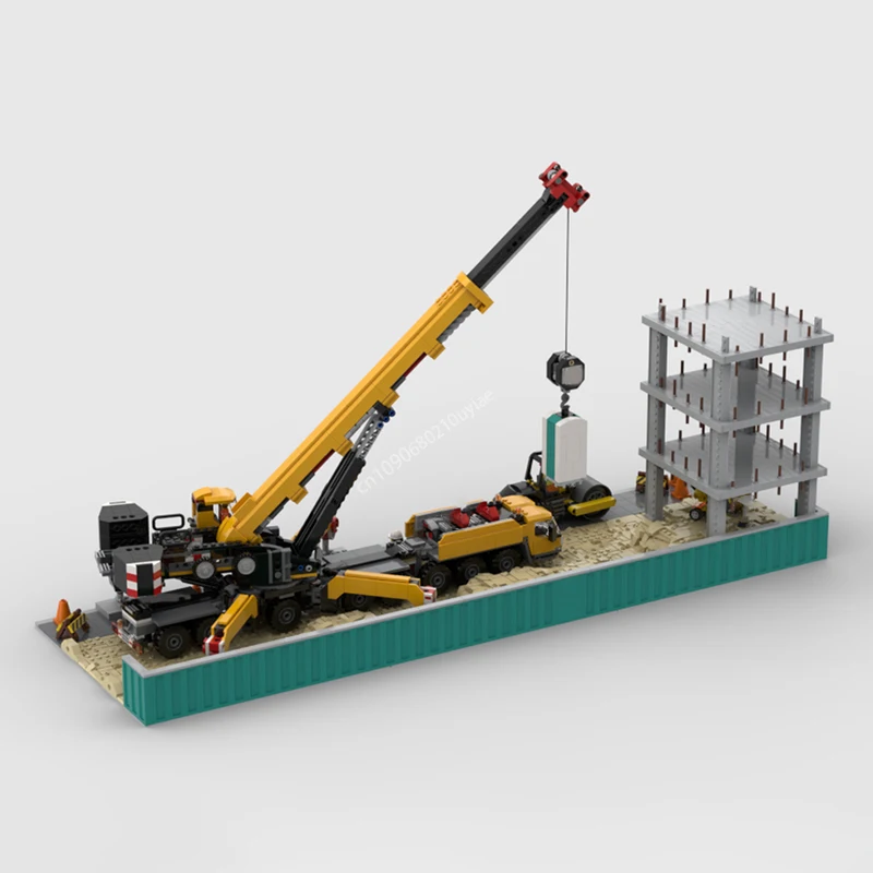 Moc Modular Construction Site Display for Sets:60409+60401+952403 Diorama Bricks City Crane Scene Building Blocks Blocks Toys