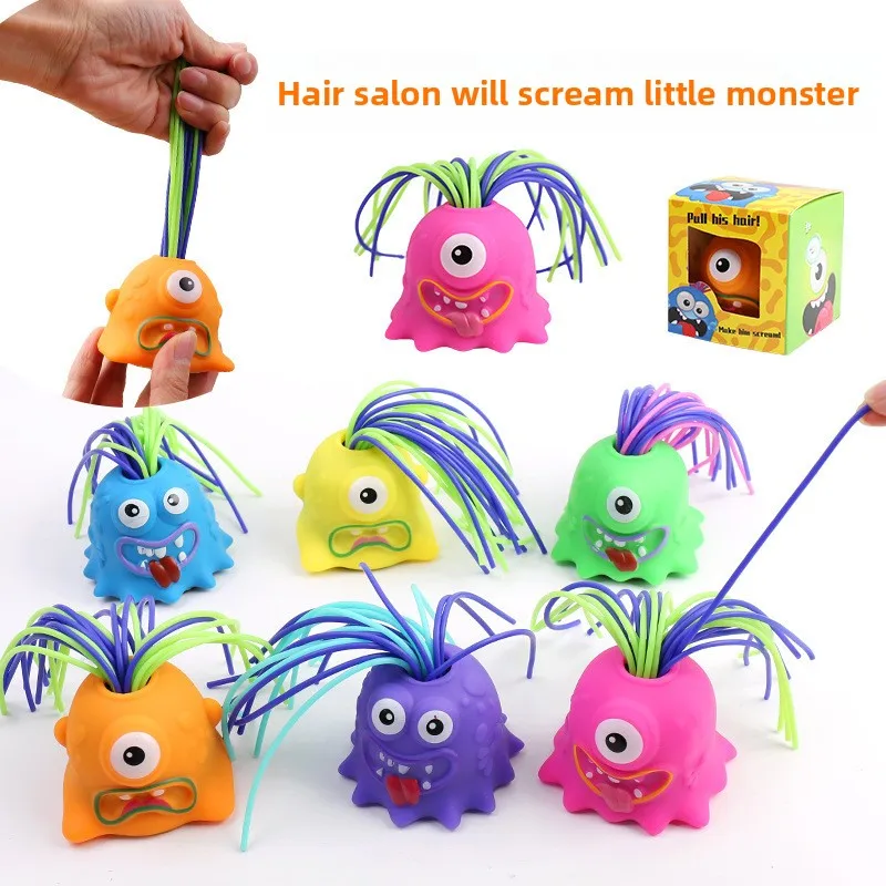 Popular can pull hair will scream fun little monster creative new strange children's educational funny decompression toy T9
