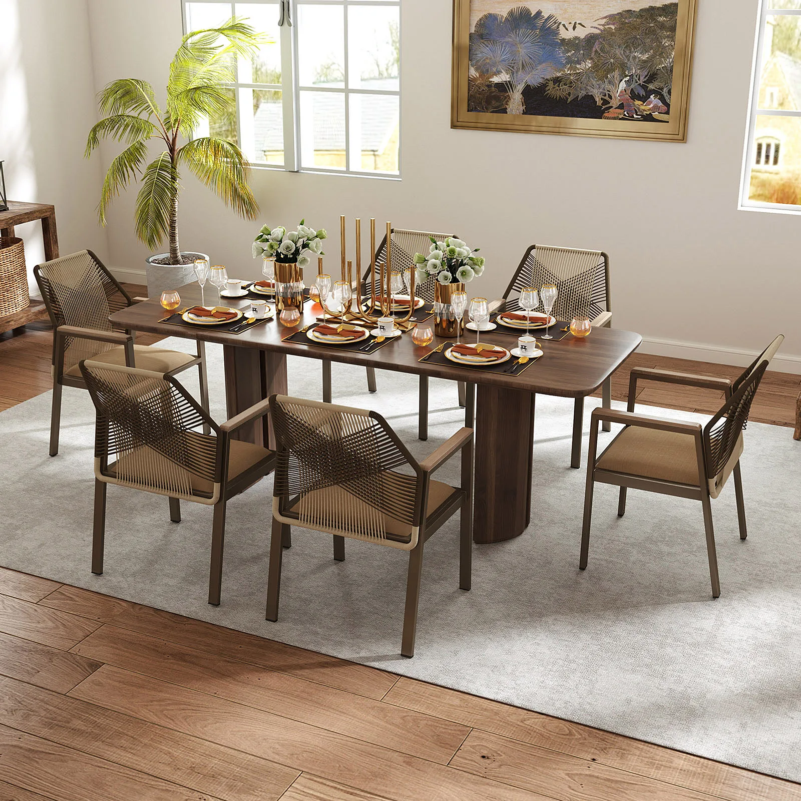 BHR في الهواء الطلق حديقة فناء كرسي الأثاث الخارجي المعادن الحديثة كرسي حبل حديقة فناء مطعم شرفة الأثاث