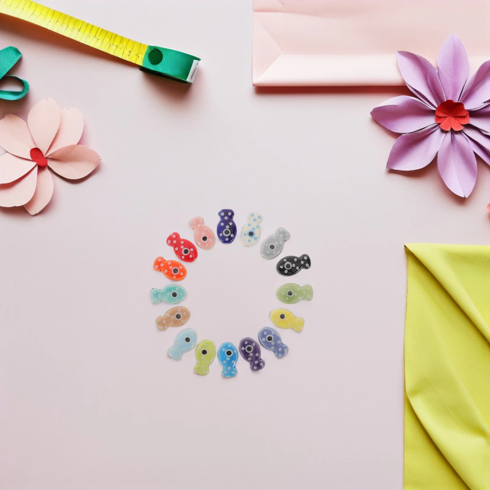 

50Pcs Kawaii Porcelain Fish Beads Multicolor Ceramic Charms DIY Jewelry Making Supplies Mini Loose Handmade Accessories