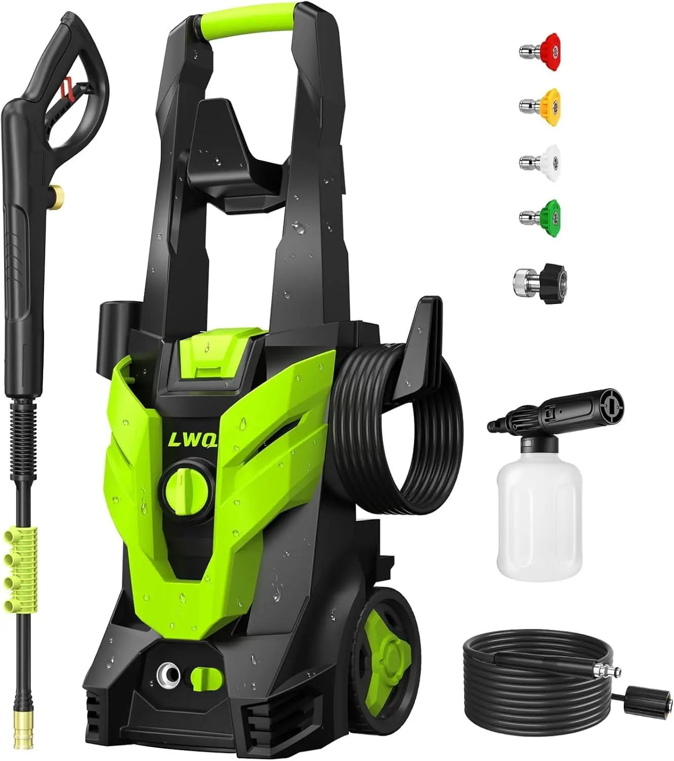 

High-Pressure Washer with 4 Nozzles & Foam Cannon for Cars, Fences, Driveways, and Home Cleaning