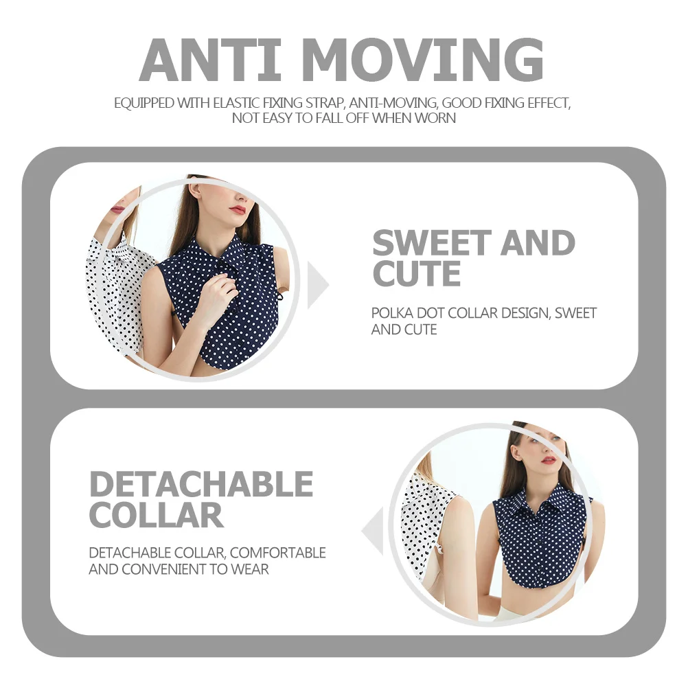 

Polka Dot Fake Collar 1 Piece Lightweight Stylish Detachable Blouse Insert for Sweater Coat Suit Comfortable Breathable Blouse