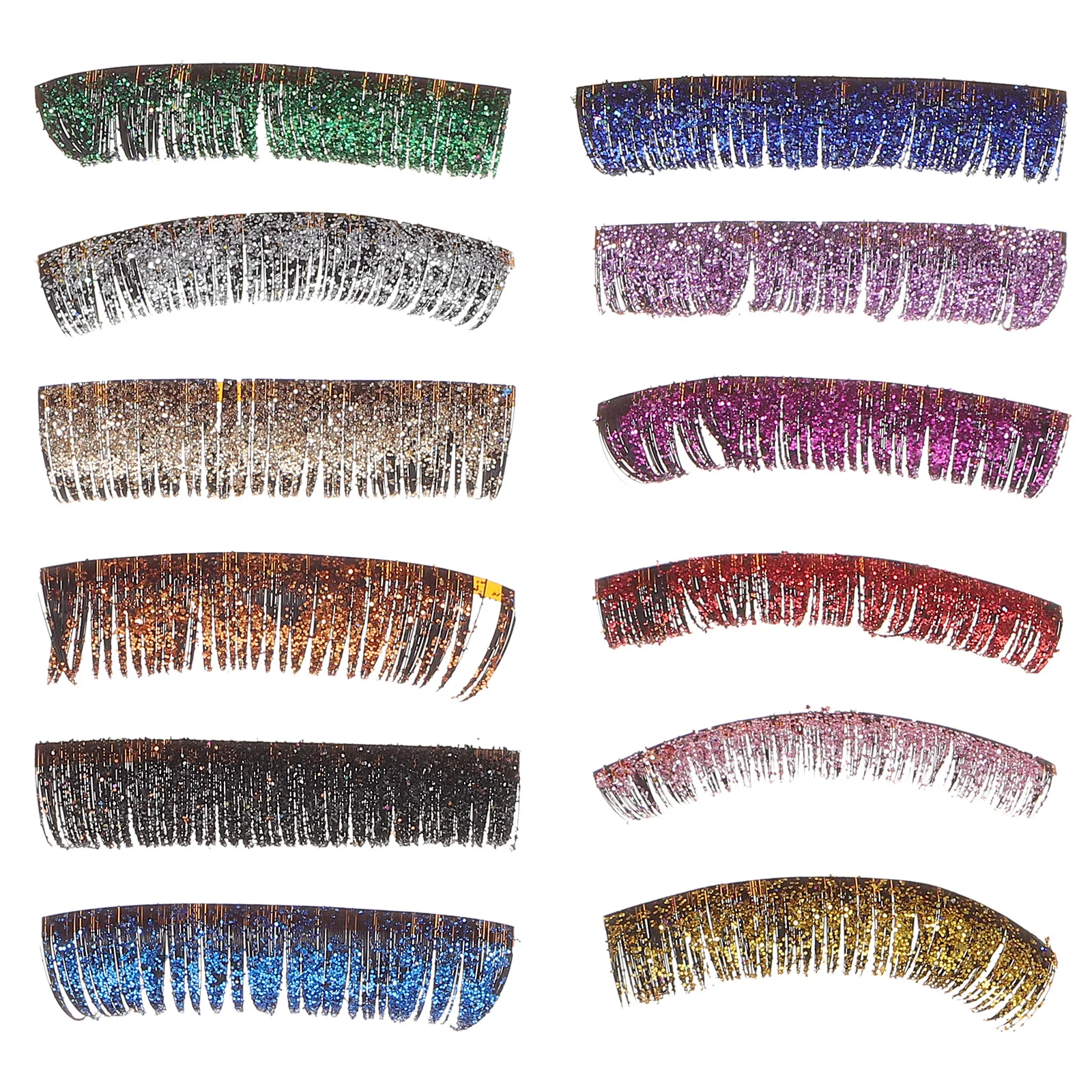 

6 Pairs Glitter False Eyelashes Halloween Costumes Extensions Makeup with Colored Fiber