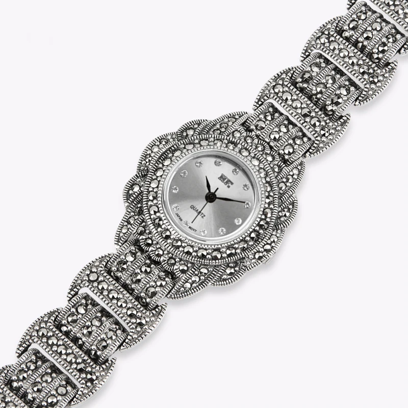 YYSUNNY Elegant Women S925 Sterling Silver Round Quartz Watch Ladies Luxury Strap Fashion Jewelry Accessories Birthday Gift