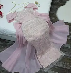 Pink Bow Prom Dresses Strapless Sequins Sleeveless Evening Dress Off Shoulder Customized Saudi Arabia Women's Formal Dresses