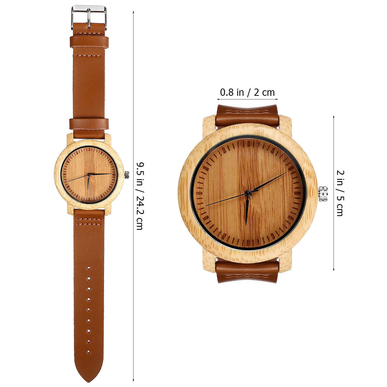 

Mens Handmade Bamboo Quartz Movement Wood Watch Strap Lightweight Casual Analog Wristwatch for Holiday