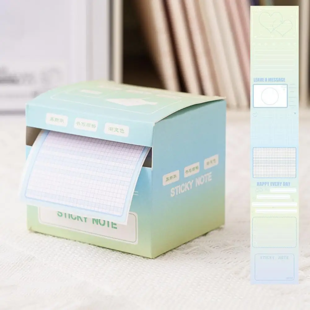 Boxed To-do Notes 256 Sheets Full Adhesive Sticky Notes Roll Tape with Pull Out Dispenser Boxes To-do Lists Tear-off Sticky