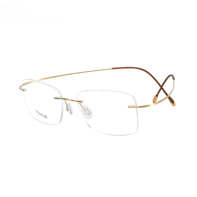 

Pure Titanium Rimless Glasses Frame For Men Ultralight Eyewear Oculos Gold Opticos Gafas Prescription Lentes Anti Blue Light