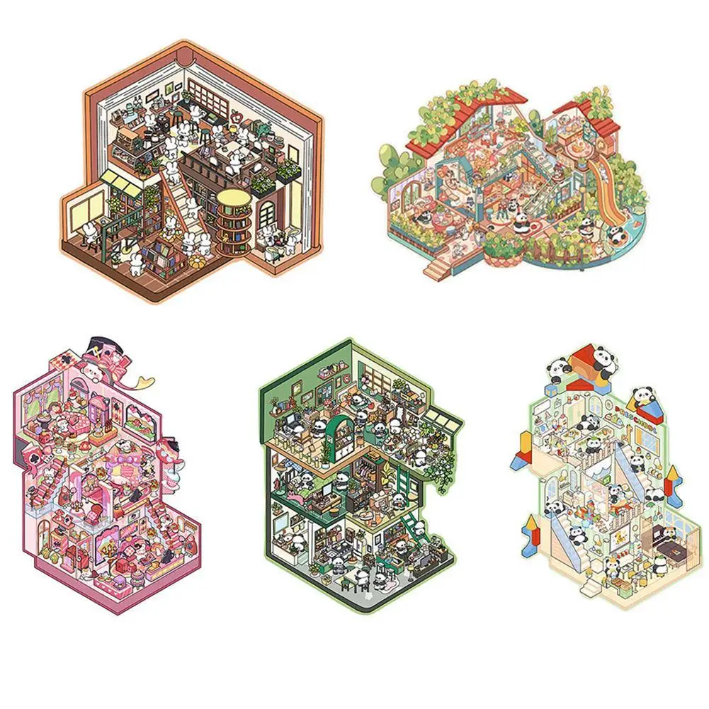 

New 3D Cartoon DIY Miniature Scene Visual Stacking Stickers Landscaping Stickers Gift for Kid Child Baby Student Stress Relief