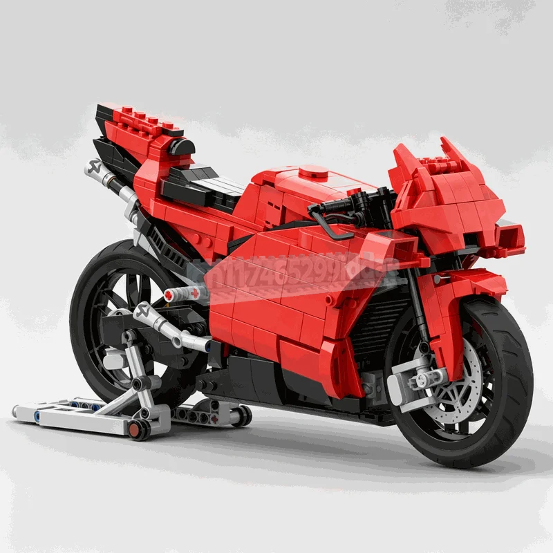 Racing Motorcycle Building Blocks Model DIY Assembly Toy Sport Bike Vehicle Display Education Collection Birthday Halloween Gift
